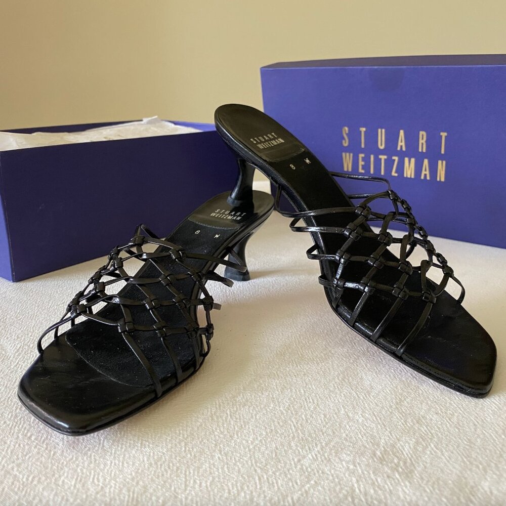 Stuart Weitzman / Size 8 / Black Slip-On Summer Sandals